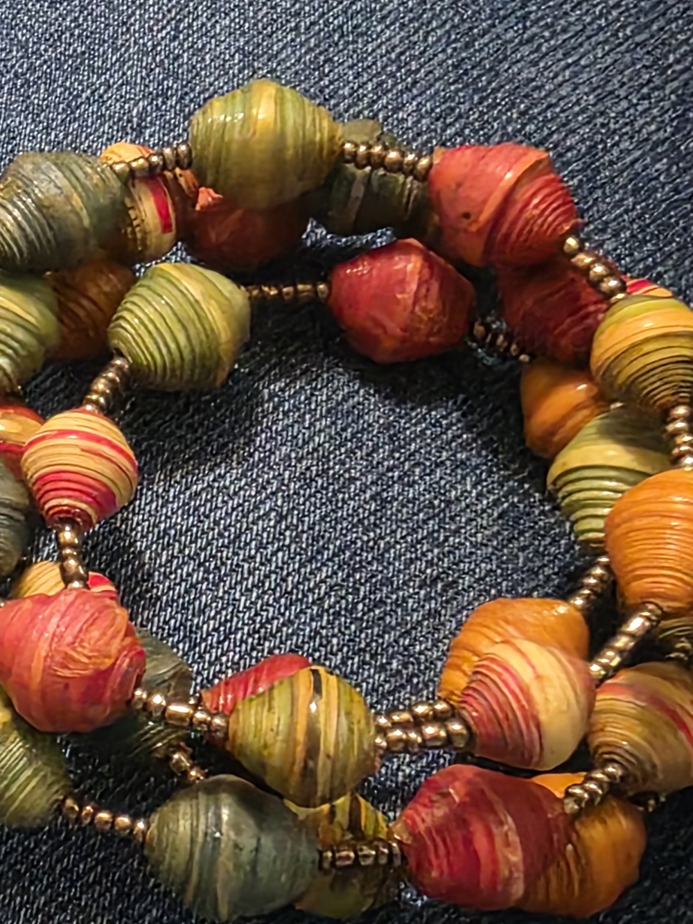Handmade Multicolor Paper Bead Bracelet - Women's Fashion Jewelry
